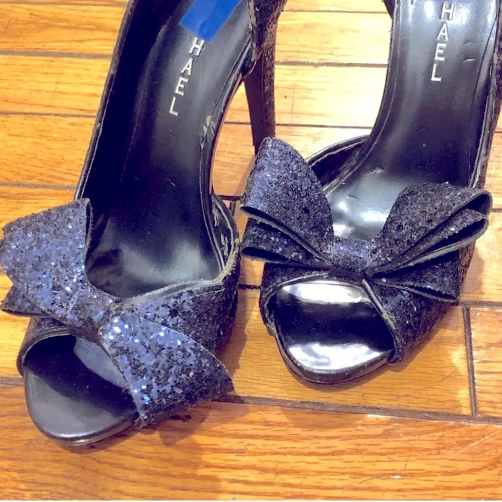 💙Michael Shannon “Lolita” Blue Sparkle Bow Heels - Picture 10 of 11